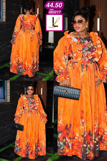  Orange flowing dress