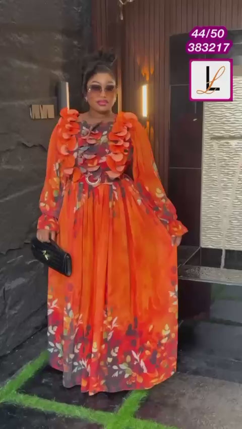 Orange flowing dress